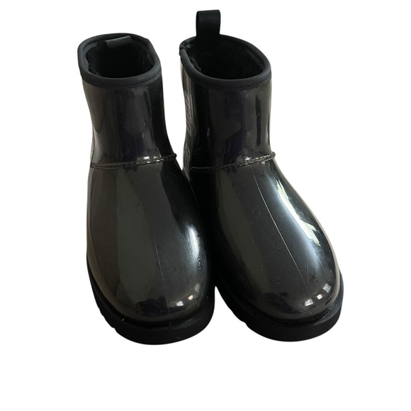 UGG Classic Clear Mini Boot Black Ankle-Height Rain Boots Slip-On women Size 7 - Picture 3 of 9